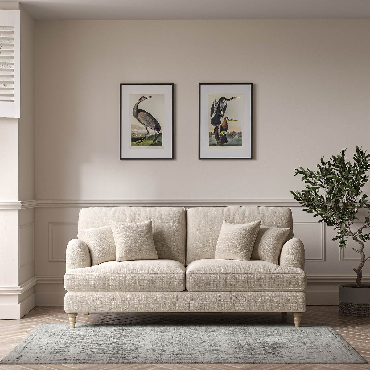 Emeline Tonal Basket Weave 3 Seater Sofa with Oak Legs, ÉDITÉ