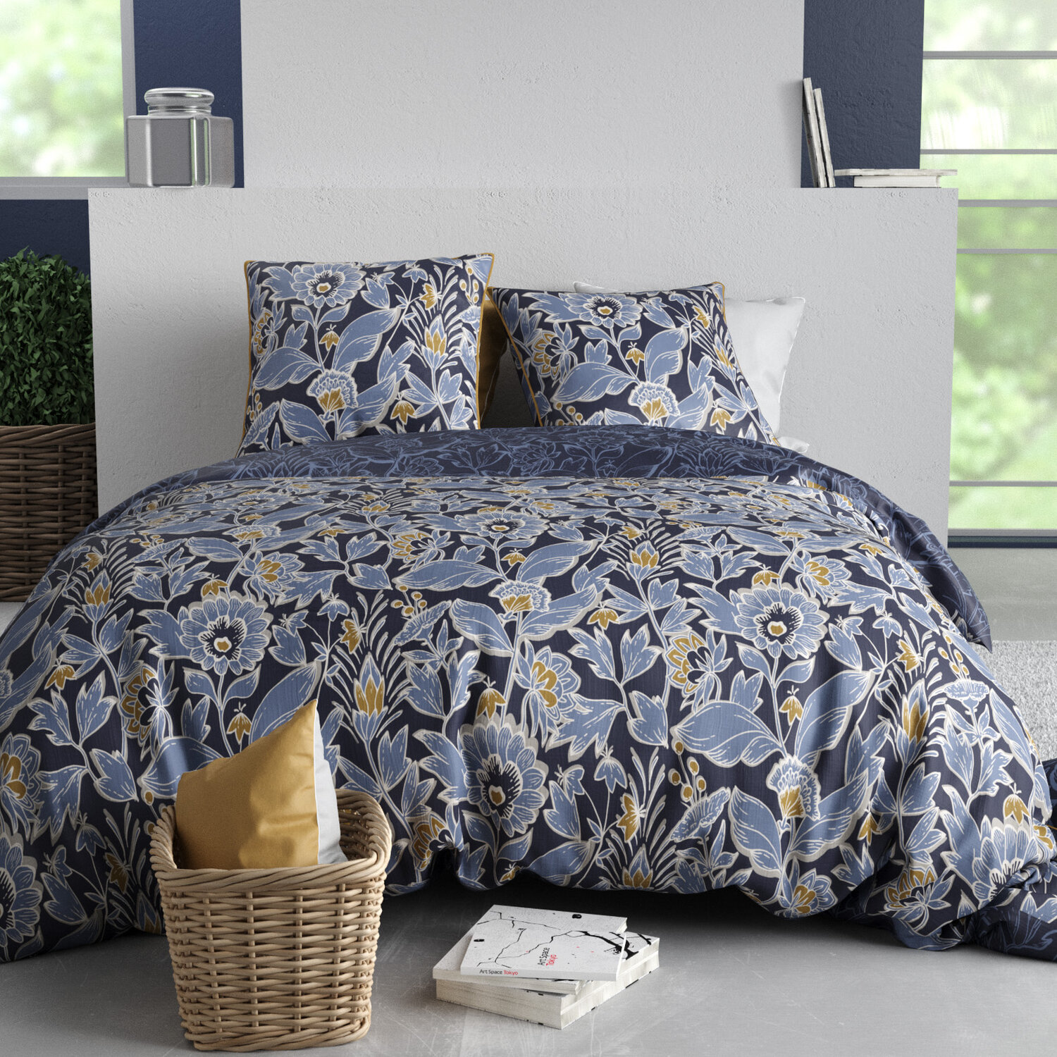 Housse de couette CUZCO 200x200 bleu en coton | Leroy Merlin