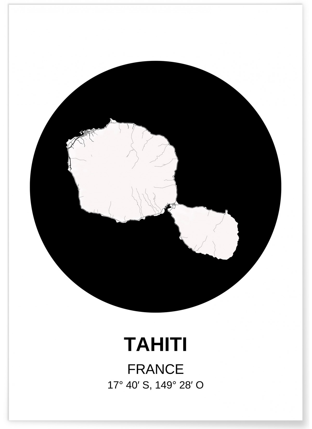 Affiche Carte Tahiti, L'AFFICHERIE