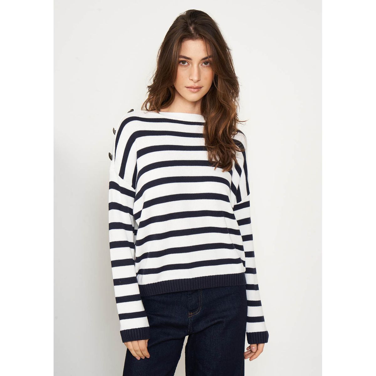 Pull rayures fa on marini re bleu marine Sud Express La Redoute