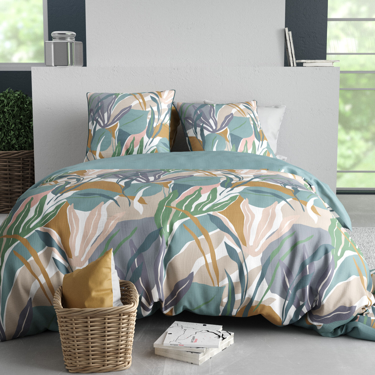 Parure housse de couette en coton imprimée, Palma, C DESIGN HOME TEXTILE
