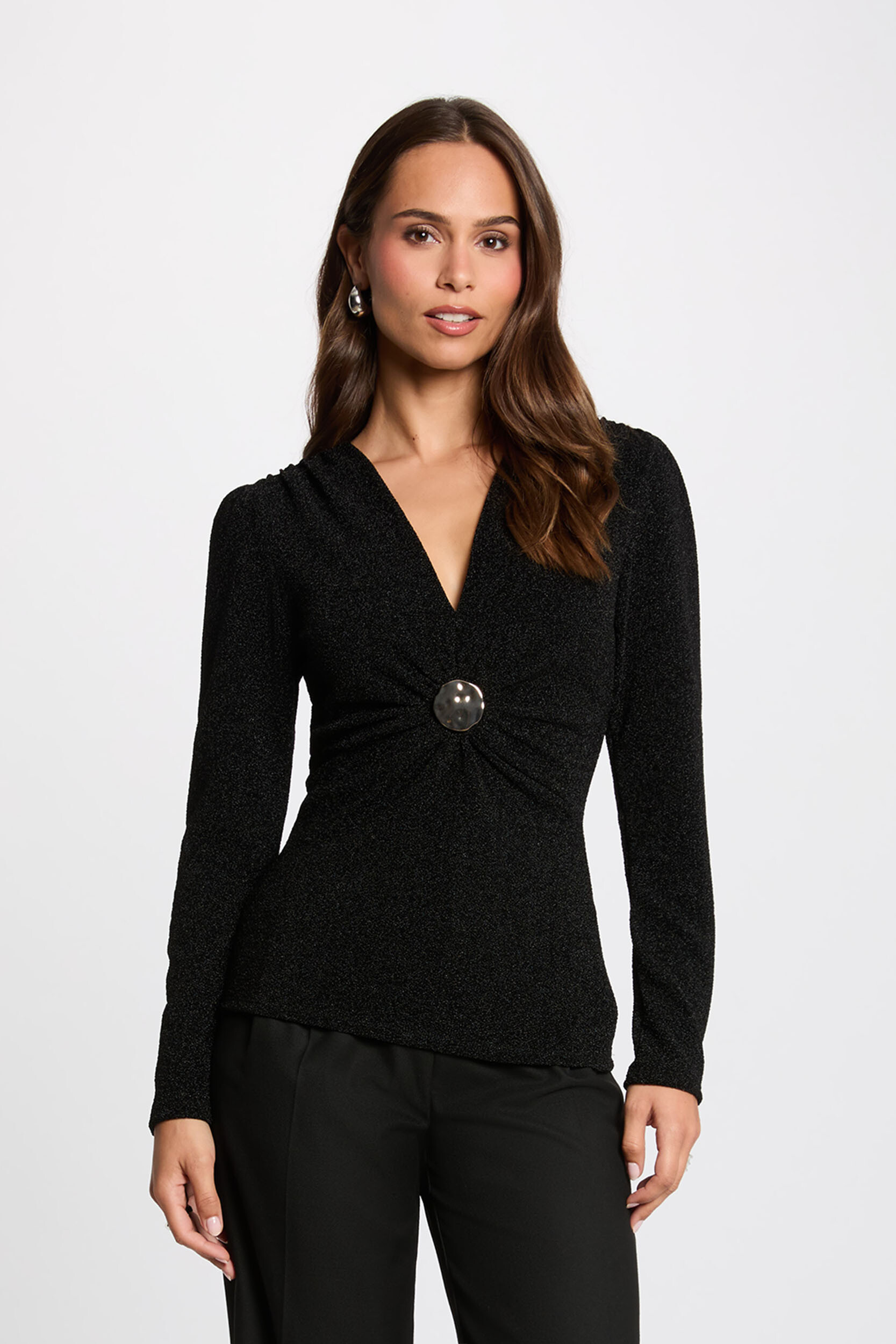 Tee-shirt noir manches longues, MORGAN