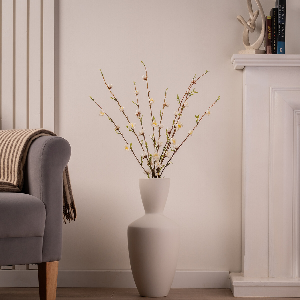 80cm Artificial White Blossom Bunch, SO'HOME