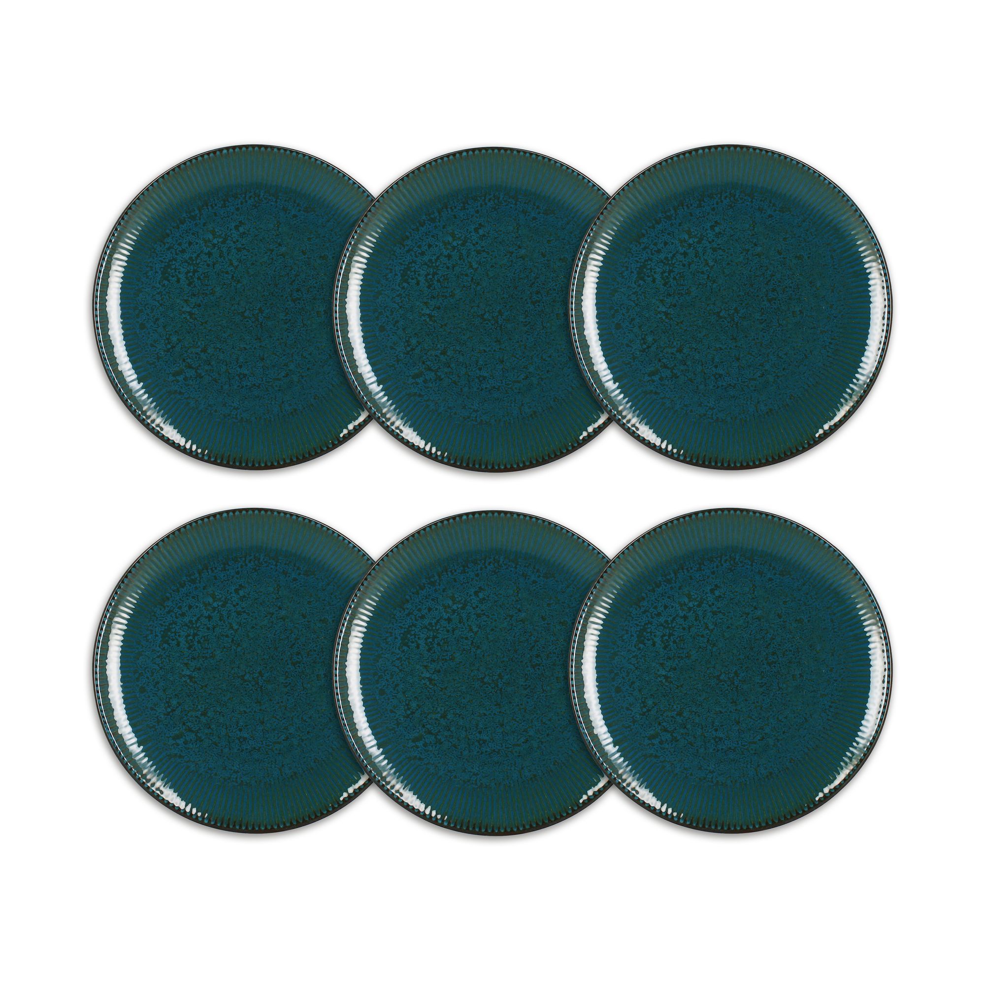 Lot de 6 assiettes plates 27cm en porcelaine, LUNEA, OGO LIVING
