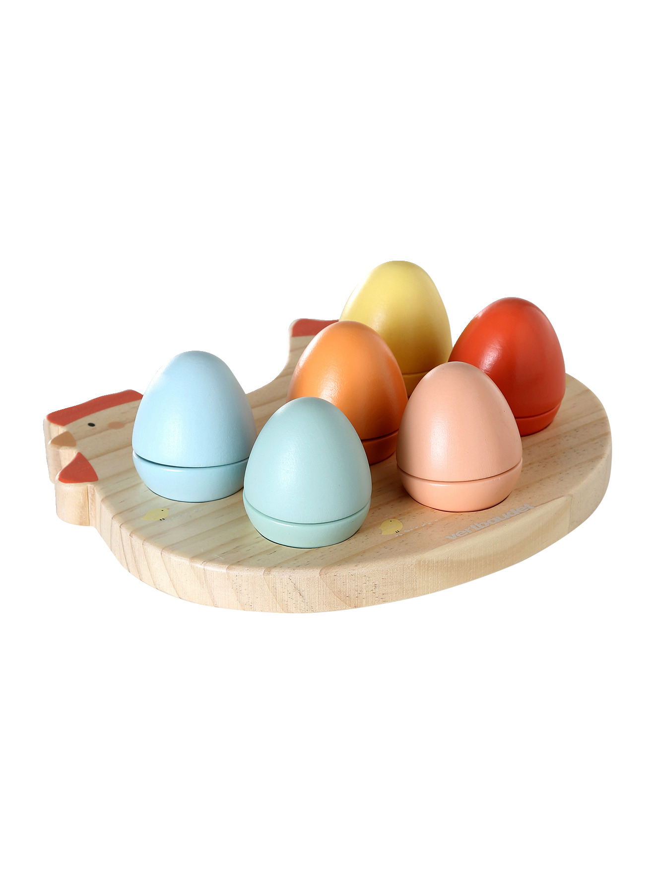Poule avec ses oeufs à formes en bois FSC®, VERTBAUDET
