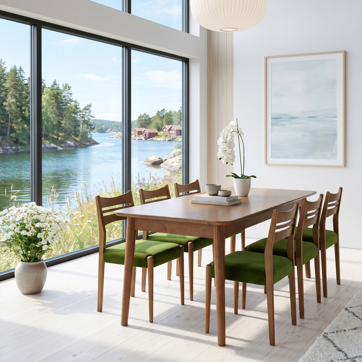 Table à manger rectangulaire style scandinave, 6 convives SOLO, ROBIN DES BOIS