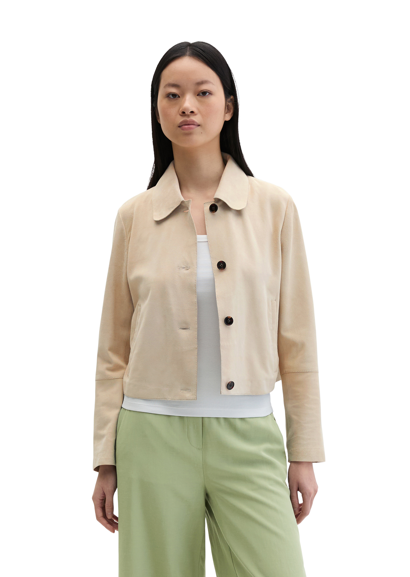 Veste en cuir velours fitted en cuir de chèvre souple, MARC O'POLO
