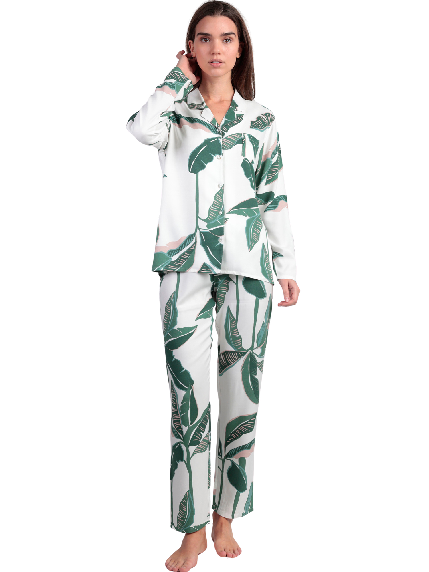 Pyjama pantalon chemise manches longues Luxury Leaves, ADMAS