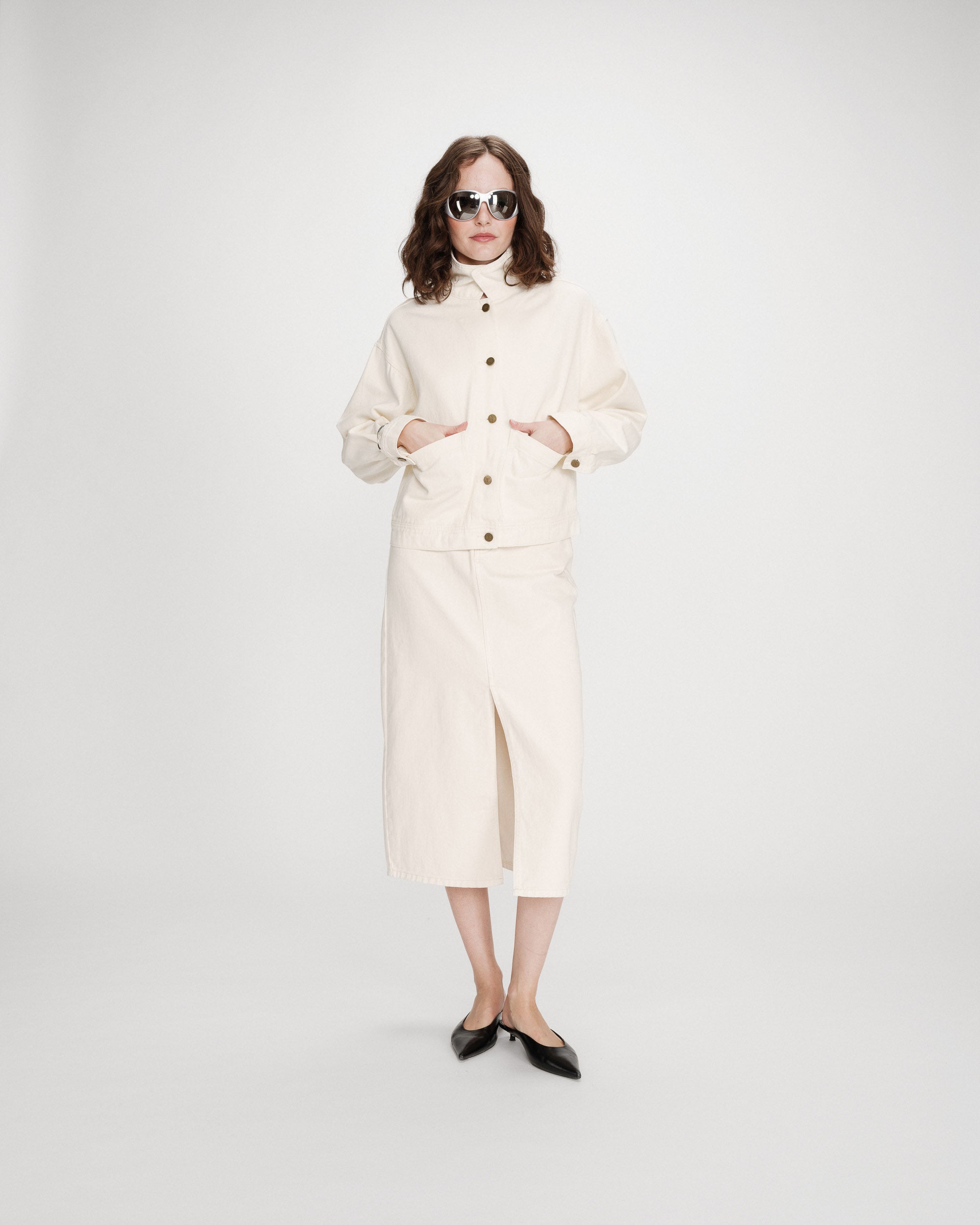 Veste en jean boxy manches longues skyblue Vinnie, GRACE & MILA