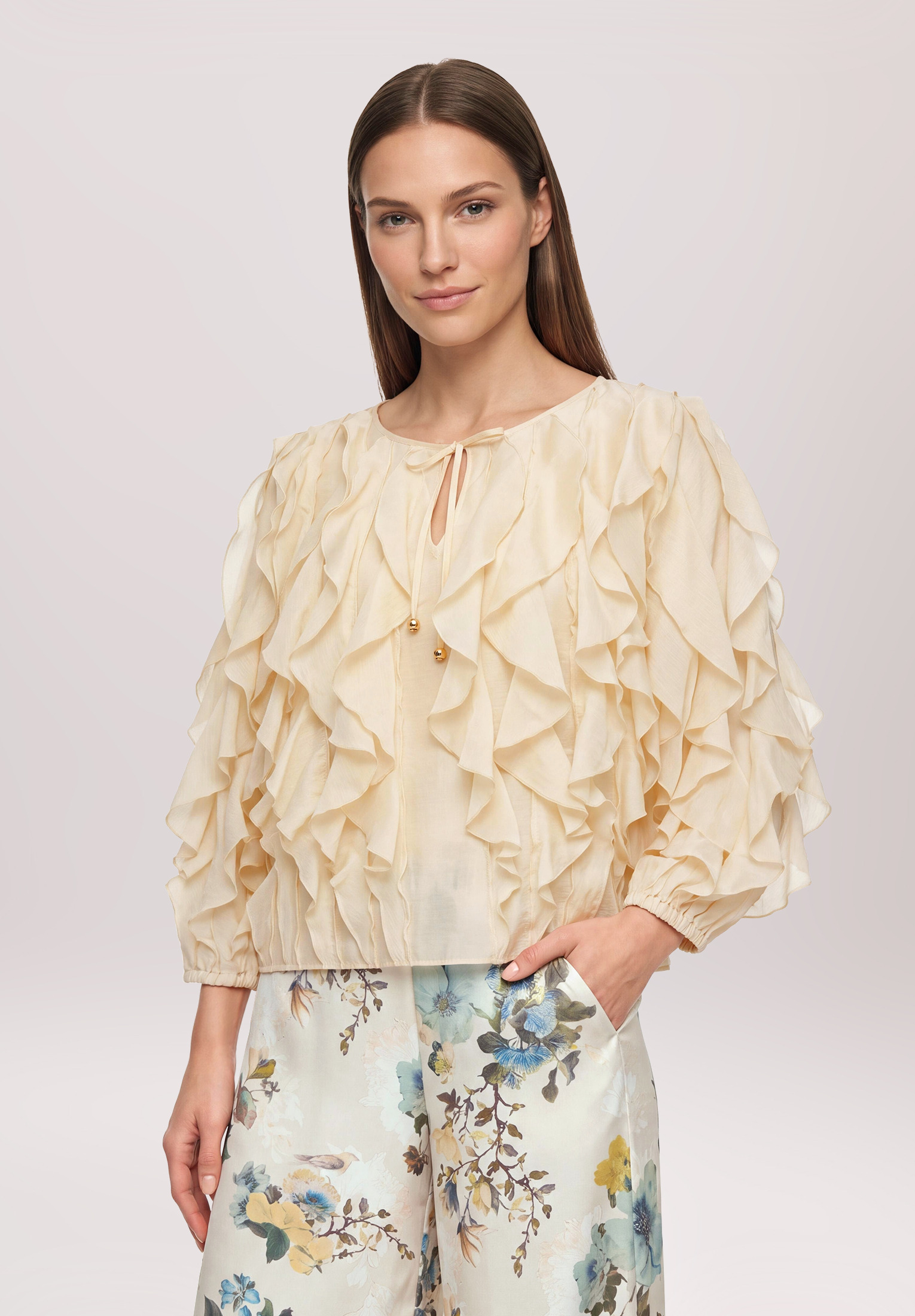 Chemisier en chiffon à volant, VERA MONT