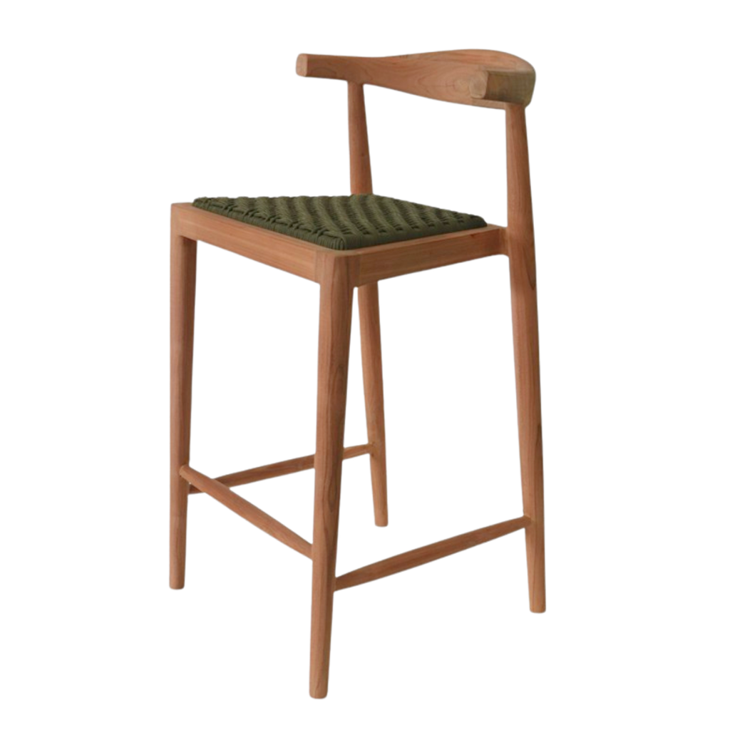 Chaise haute de bar en teck et corde AMBIA, HYDILE