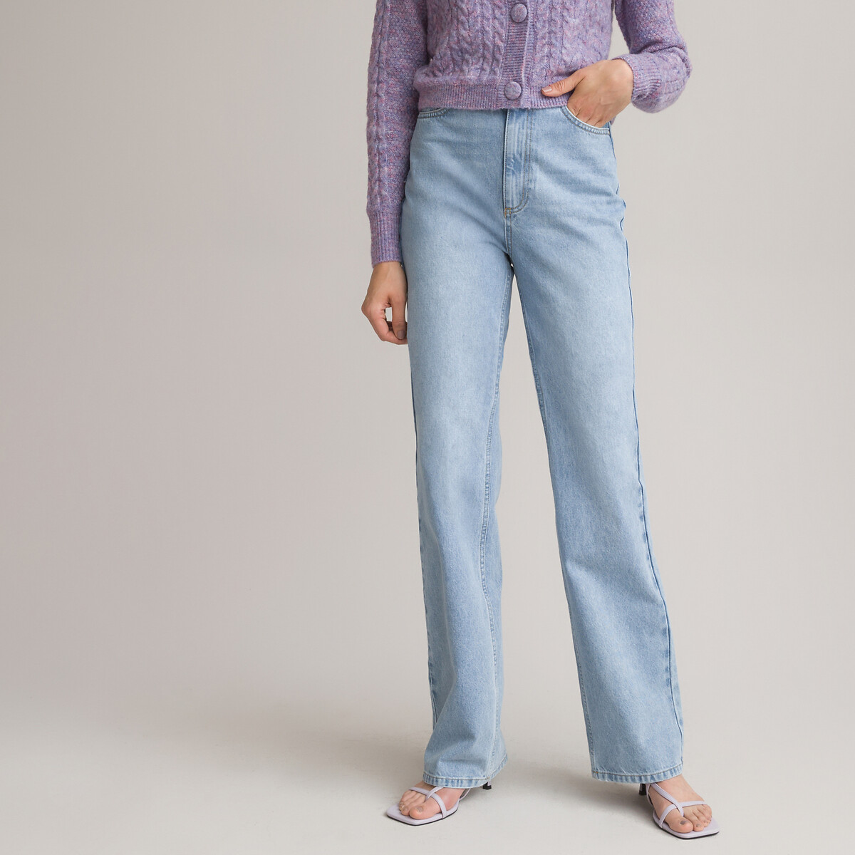 Jean droit avec détails tressés La Redoute Femme Vêtements Pantalons & Jeans Jeans Bootcut jeans 