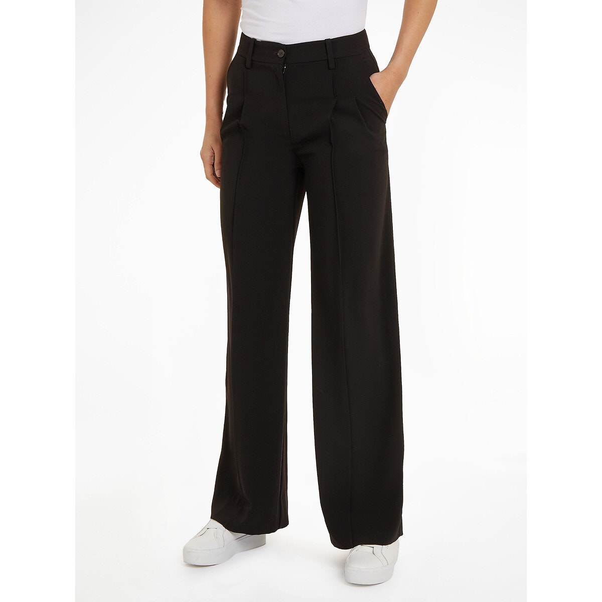 Pantalon large taille haute noir Calvin Klein La Redoute