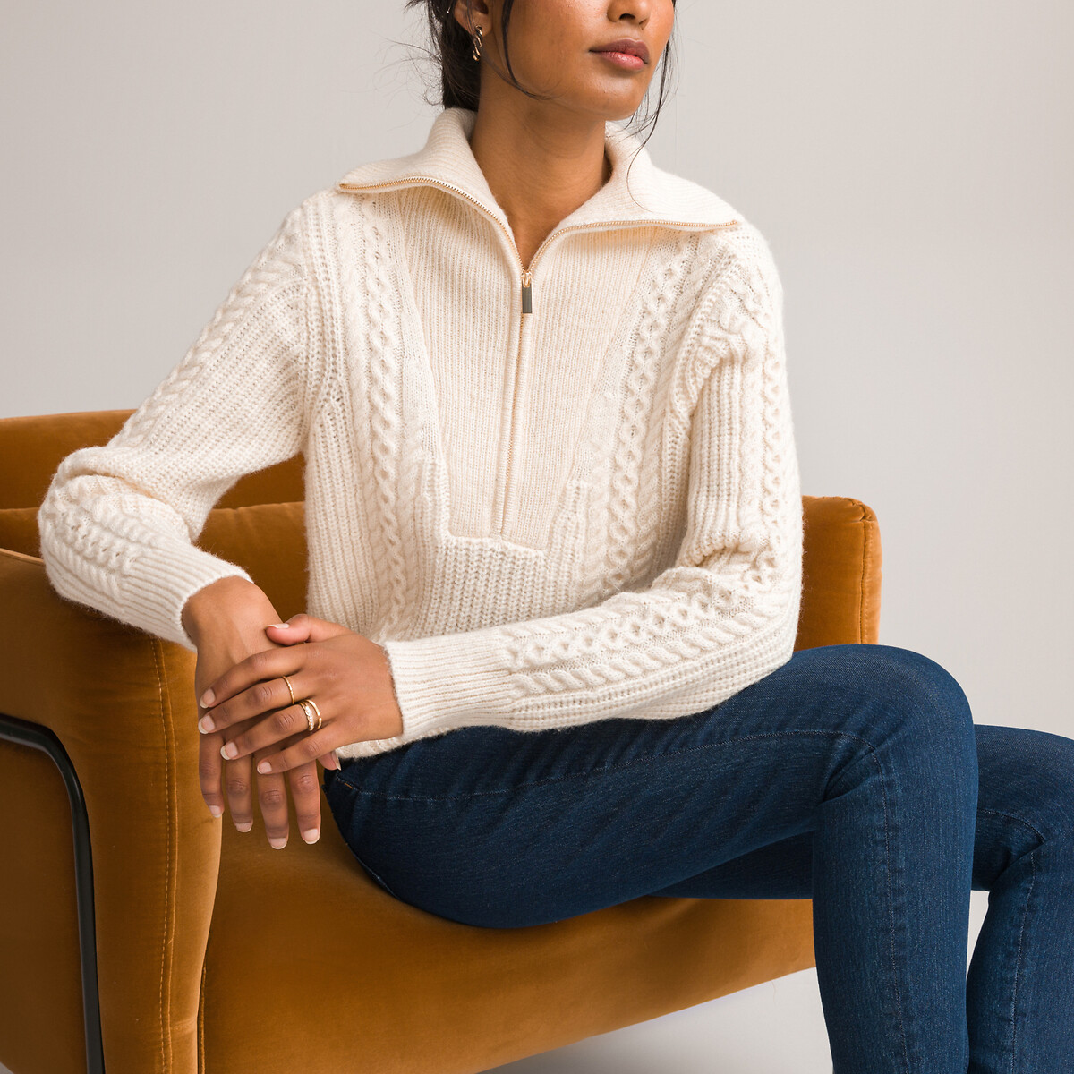 Recycled half zip jumper/sweater in 