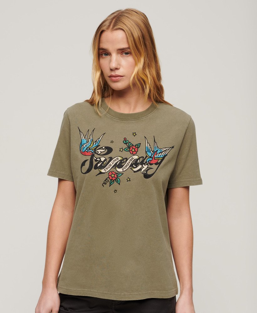 T-shirt à motif tatouage Script, SUPERDRY