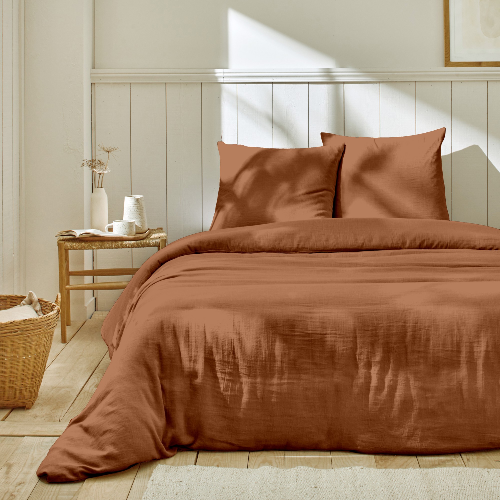 Parure de lit - Housse de couette + taie en Gaze de Coton, EDEN