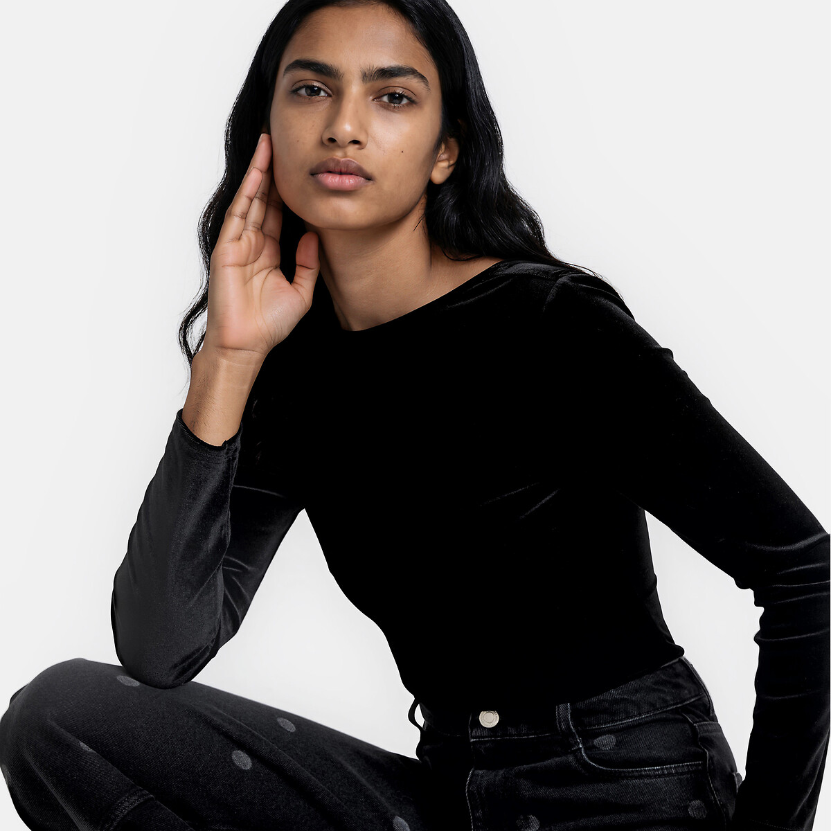 Body manches longues, dos-nu, en velours , LA REDOUTE COLLECTIONS