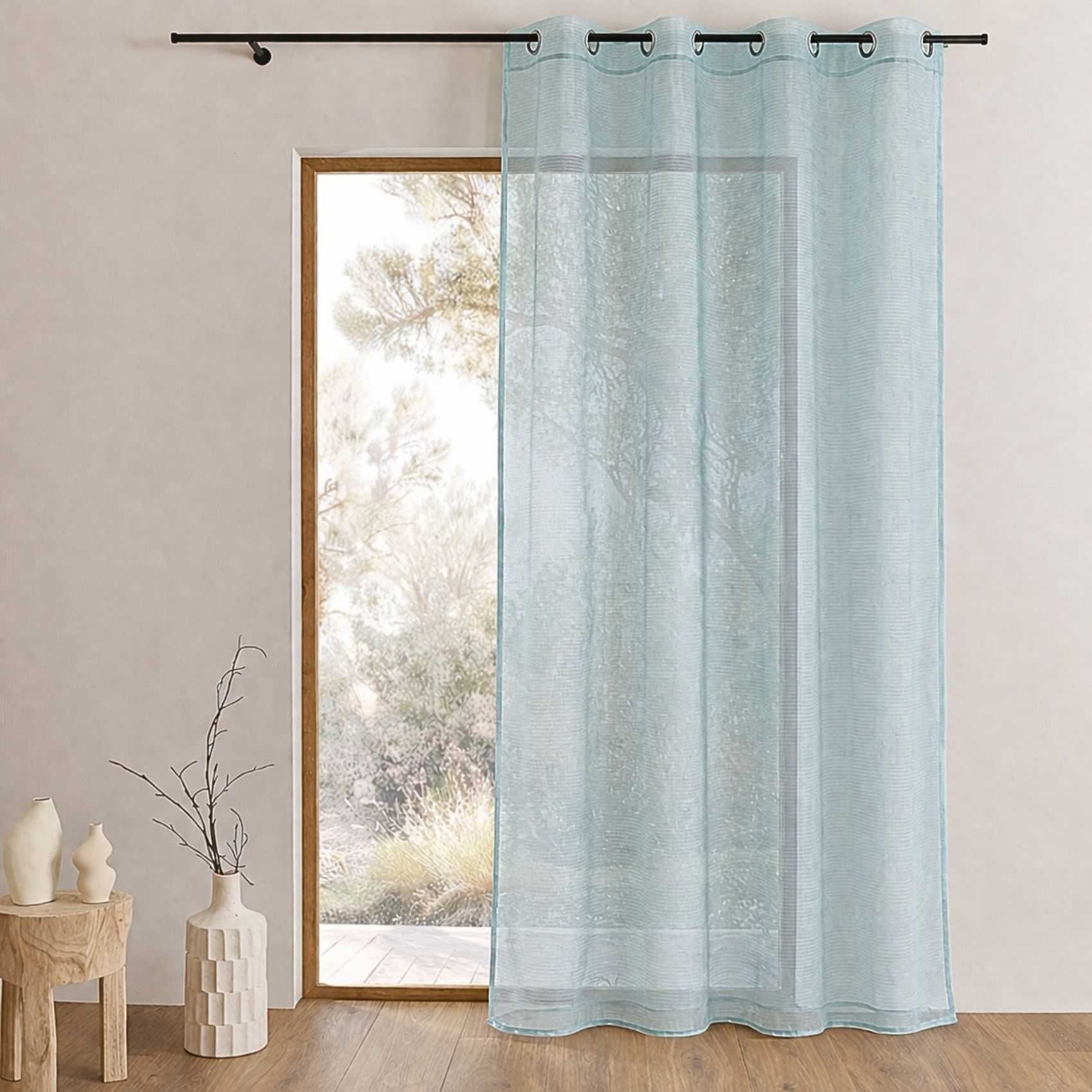 Voilage organza à fines rayures horizontales, HOME MAISON