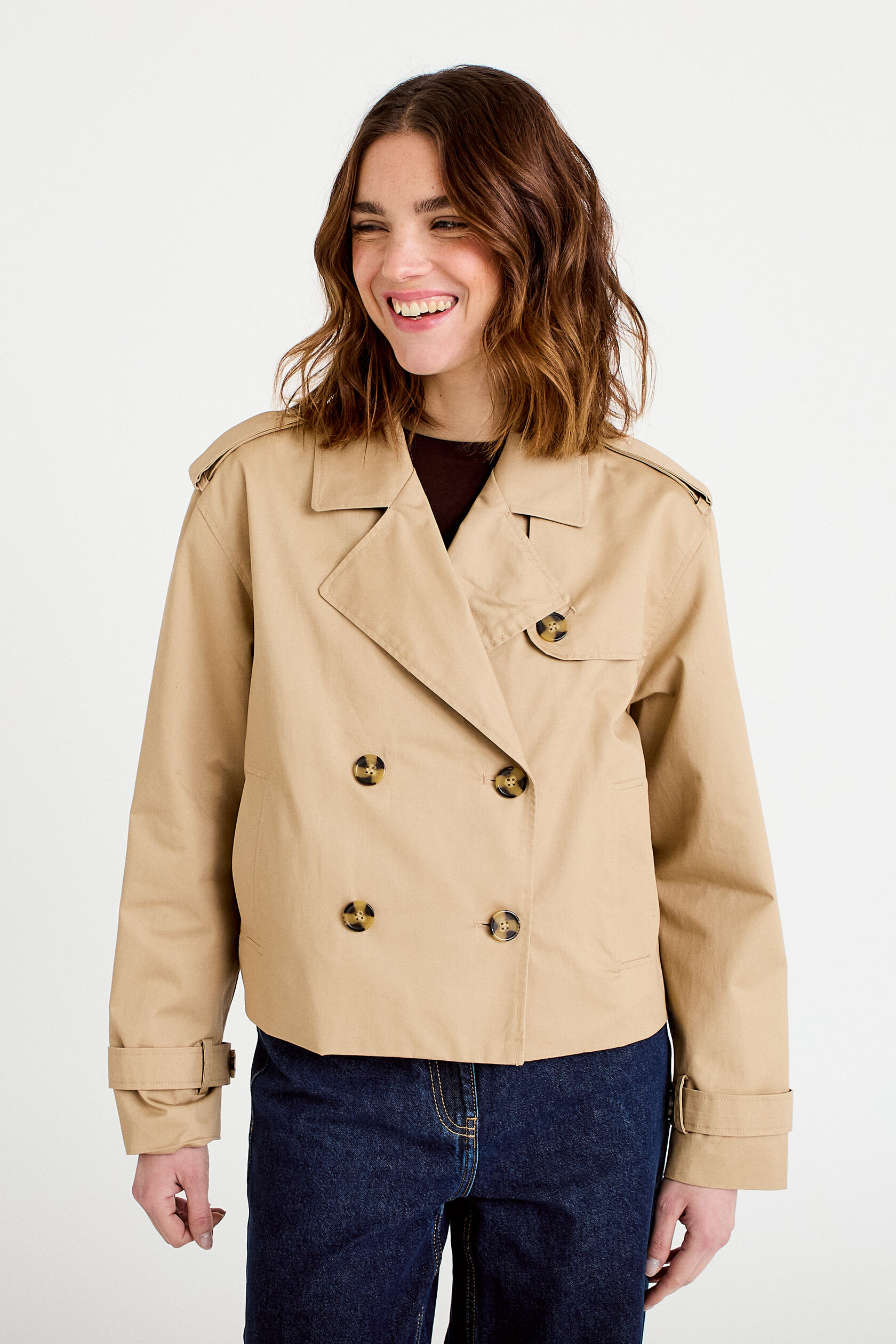 Trench droit court col tailleur, CACHE CACHE