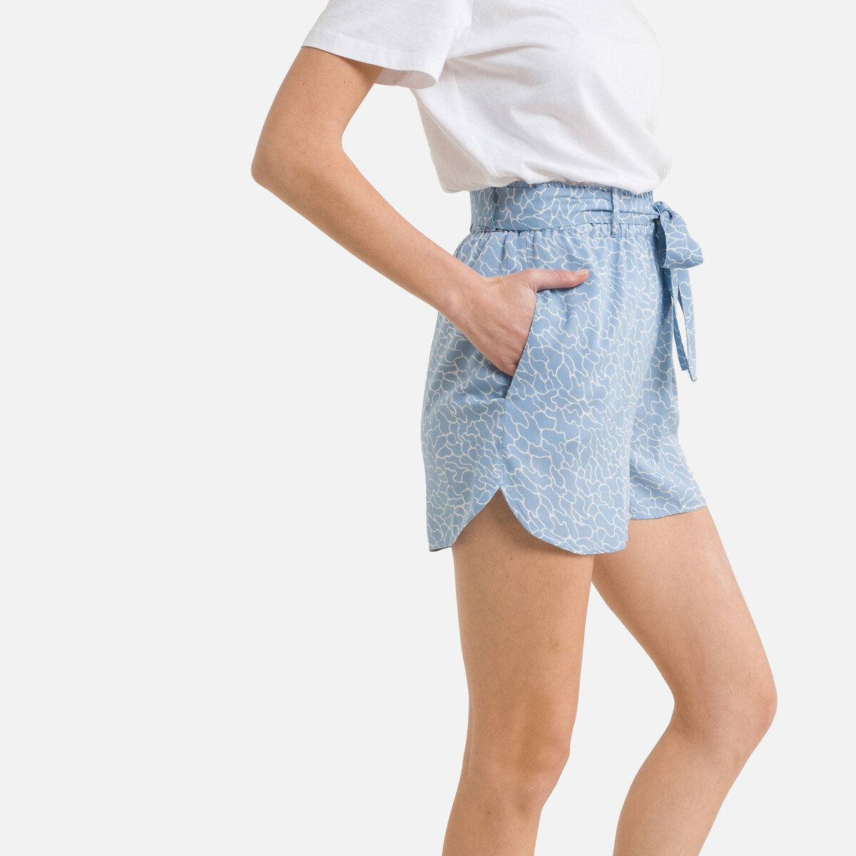 Printed loose fit shorts with high 