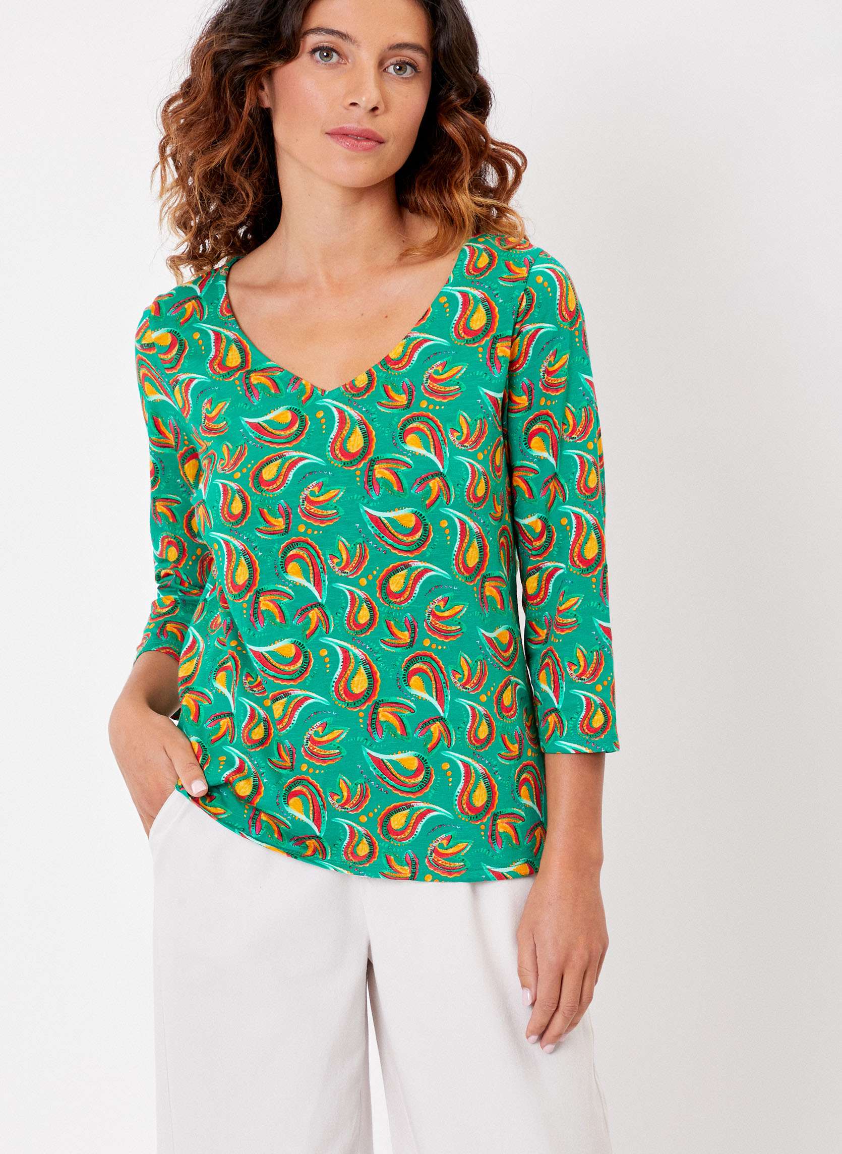 Tee-shirt coton flammé bio imprimé manches 3/4 GIANA, LA FIANCÉE
