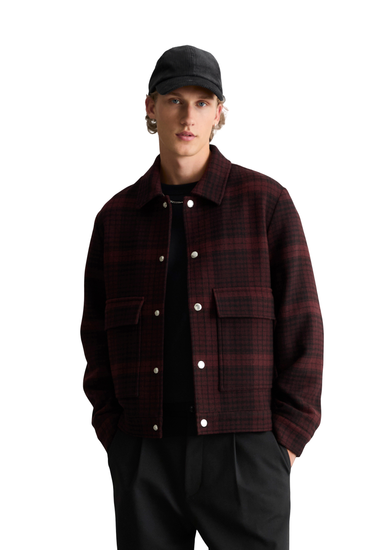 Veste d'extérieur à carreaux, coupe regular en mélange de laine de mouton douce, MARC O’POLO DENIM