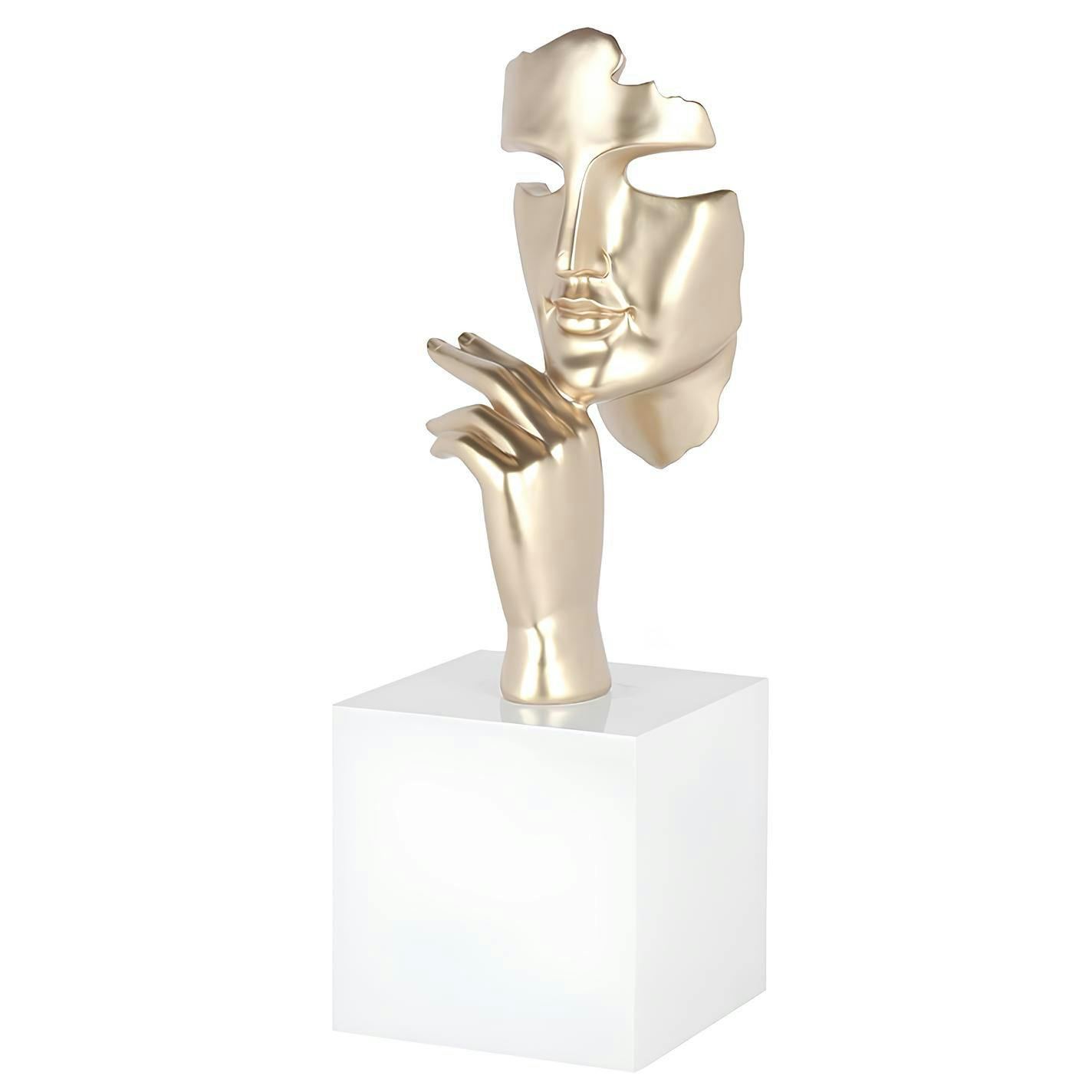 Sculpture moderne "Estilo" dorée socle blanc, PIER IMPORT