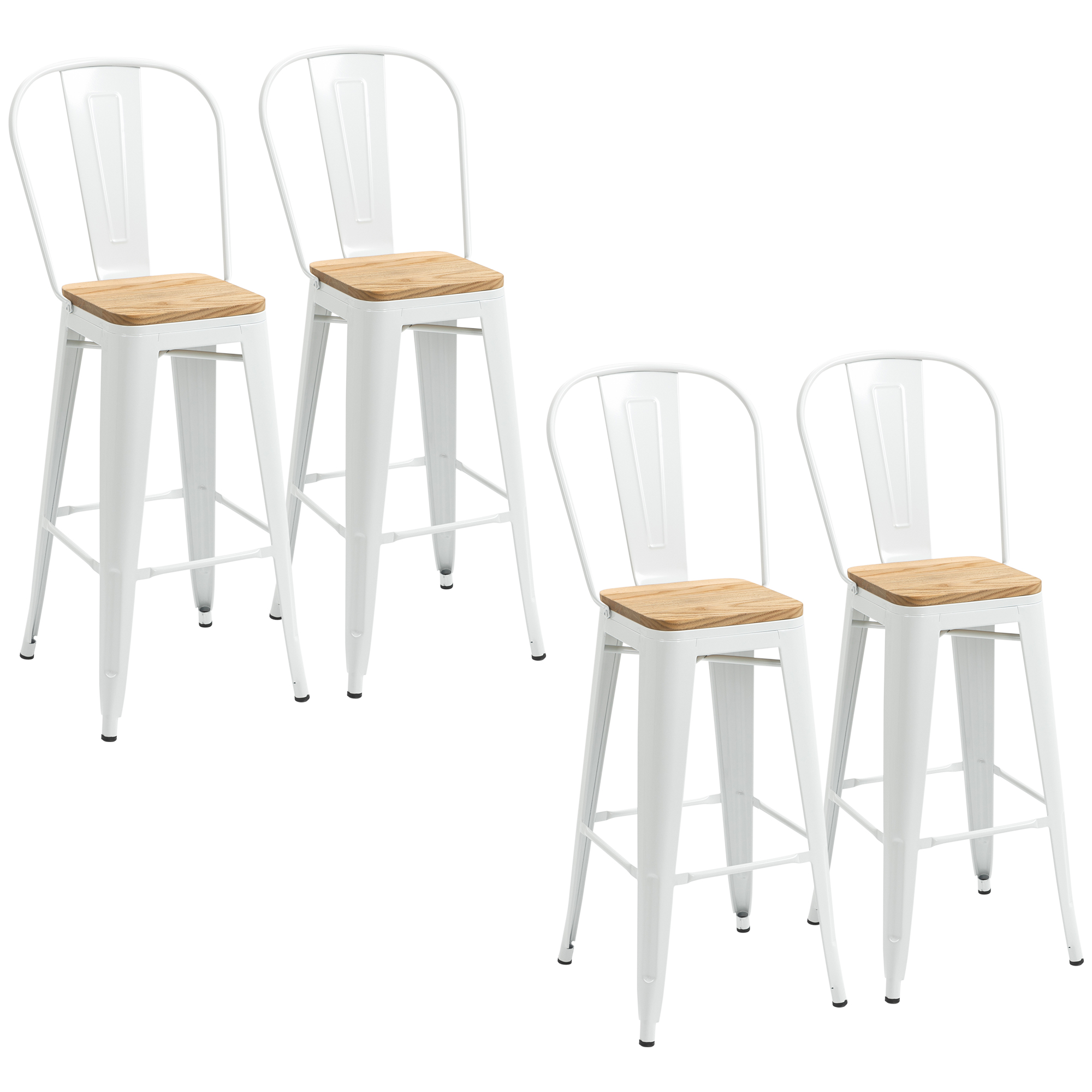 Tabouret de bar Acier Crème, HOMCOM