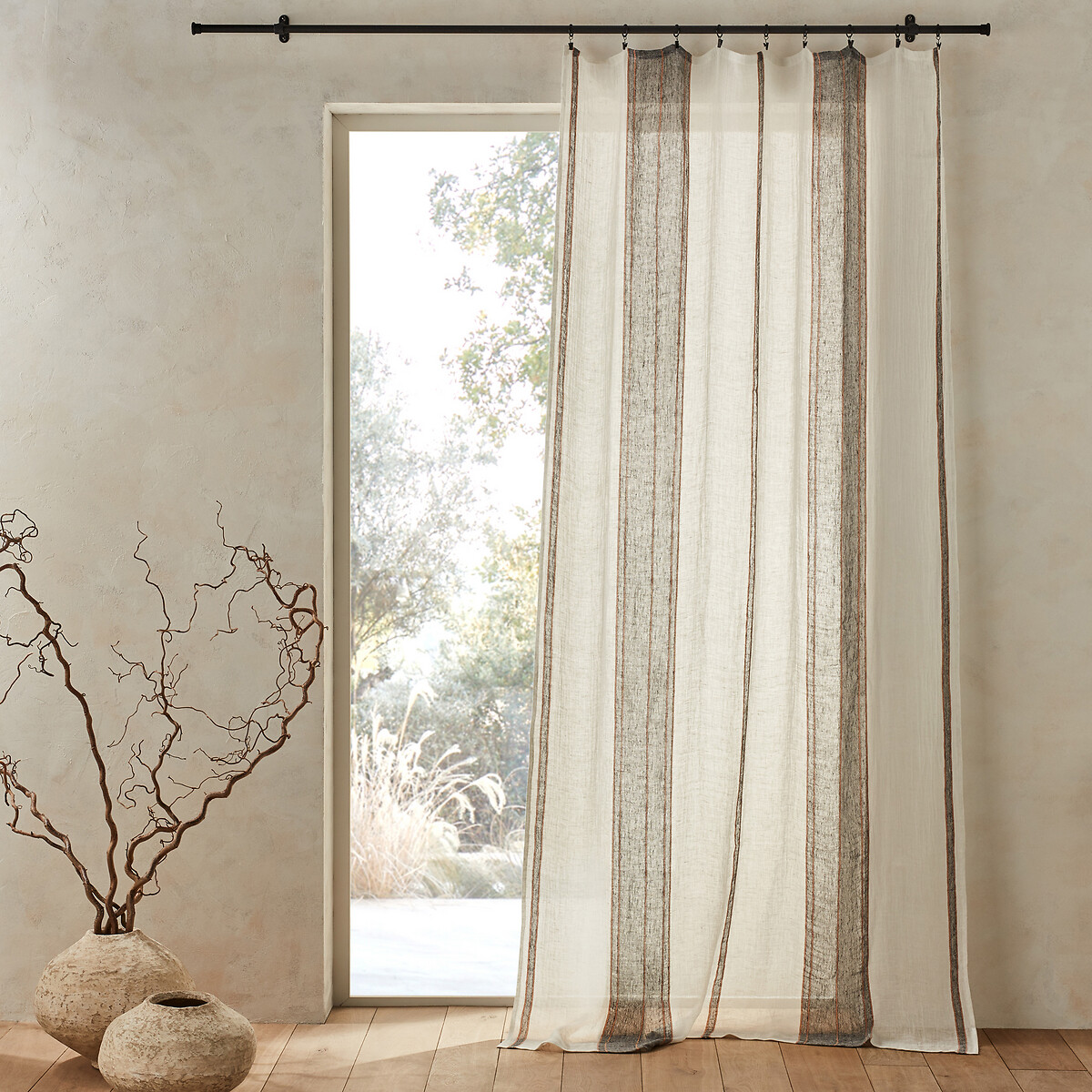 Mangilano Striped 100% Linen Curtain