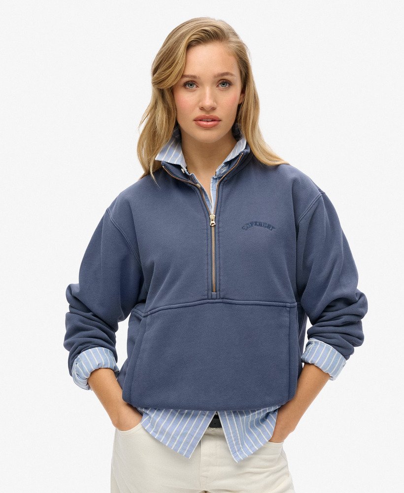 Sweat oversize à col zippé et logo Essential, SUPERDRY