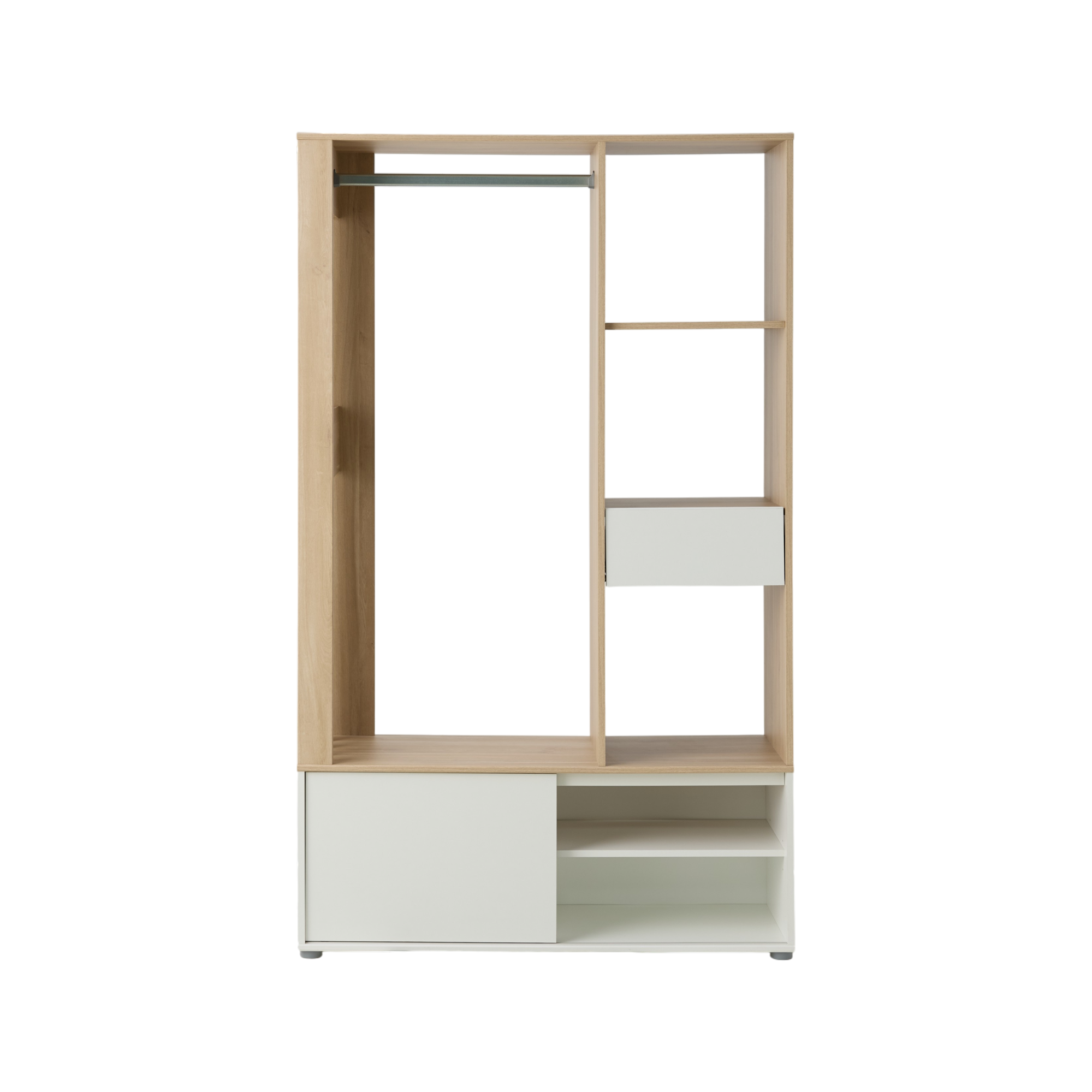 Meuble d'entrée vestiaire blanc et décor bois - PAUL, CAMIF