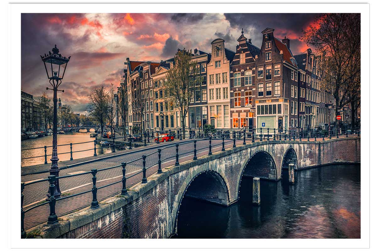 Affiche deco Amsterdam Canaux et ponts, HEXOA
