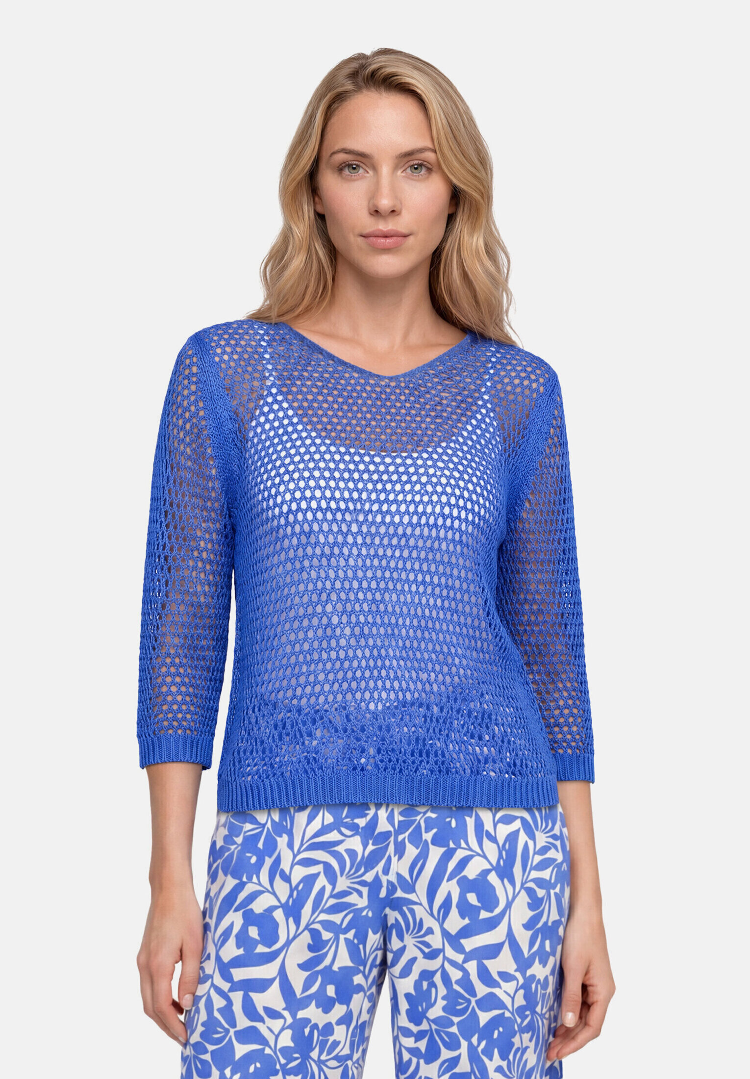 Pull-over en maille ajourée à manches 3/4, BETTY BARCLAY