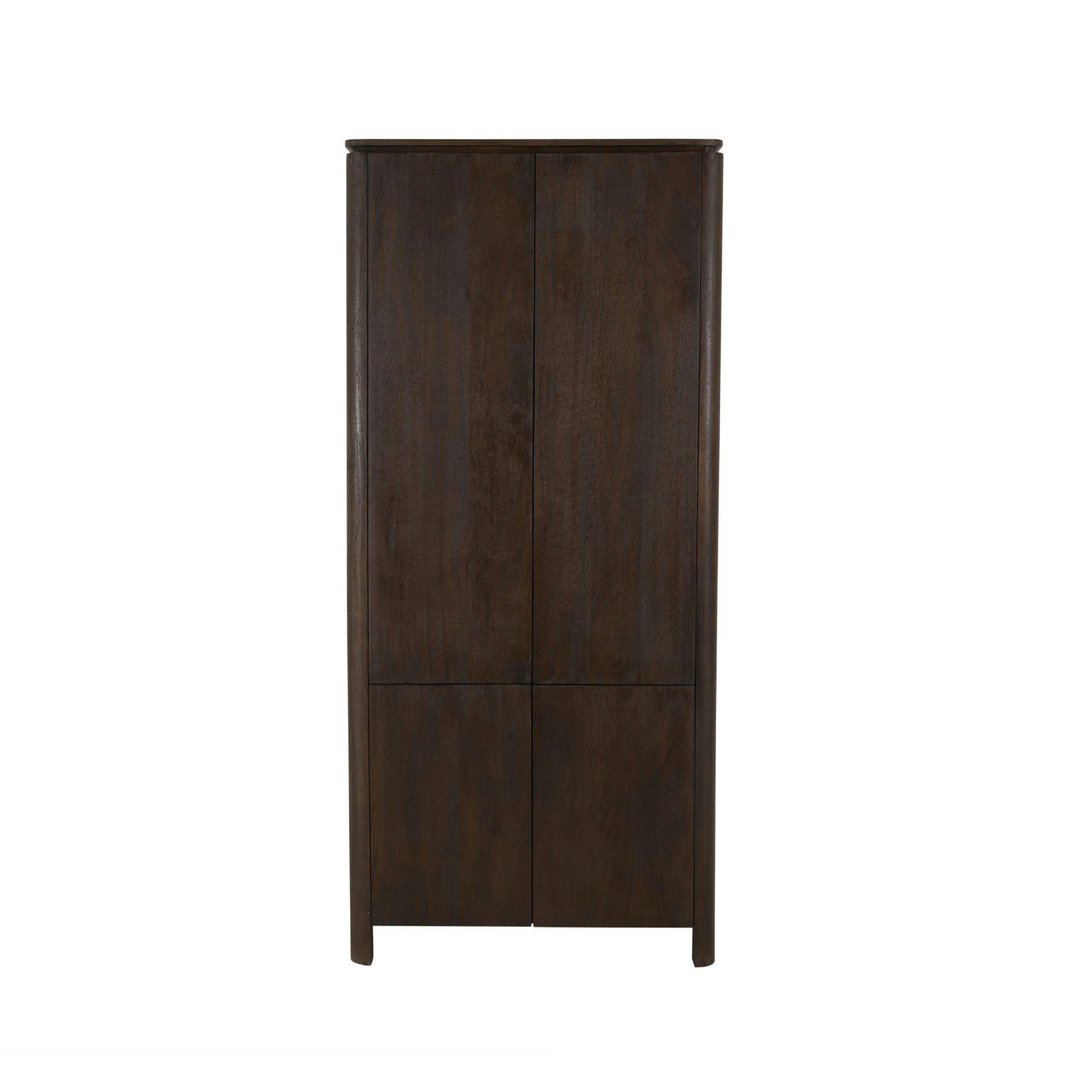 Buffet haut 4 portes en bois de manguier marron 90 cm KASO, PIER IMPORT