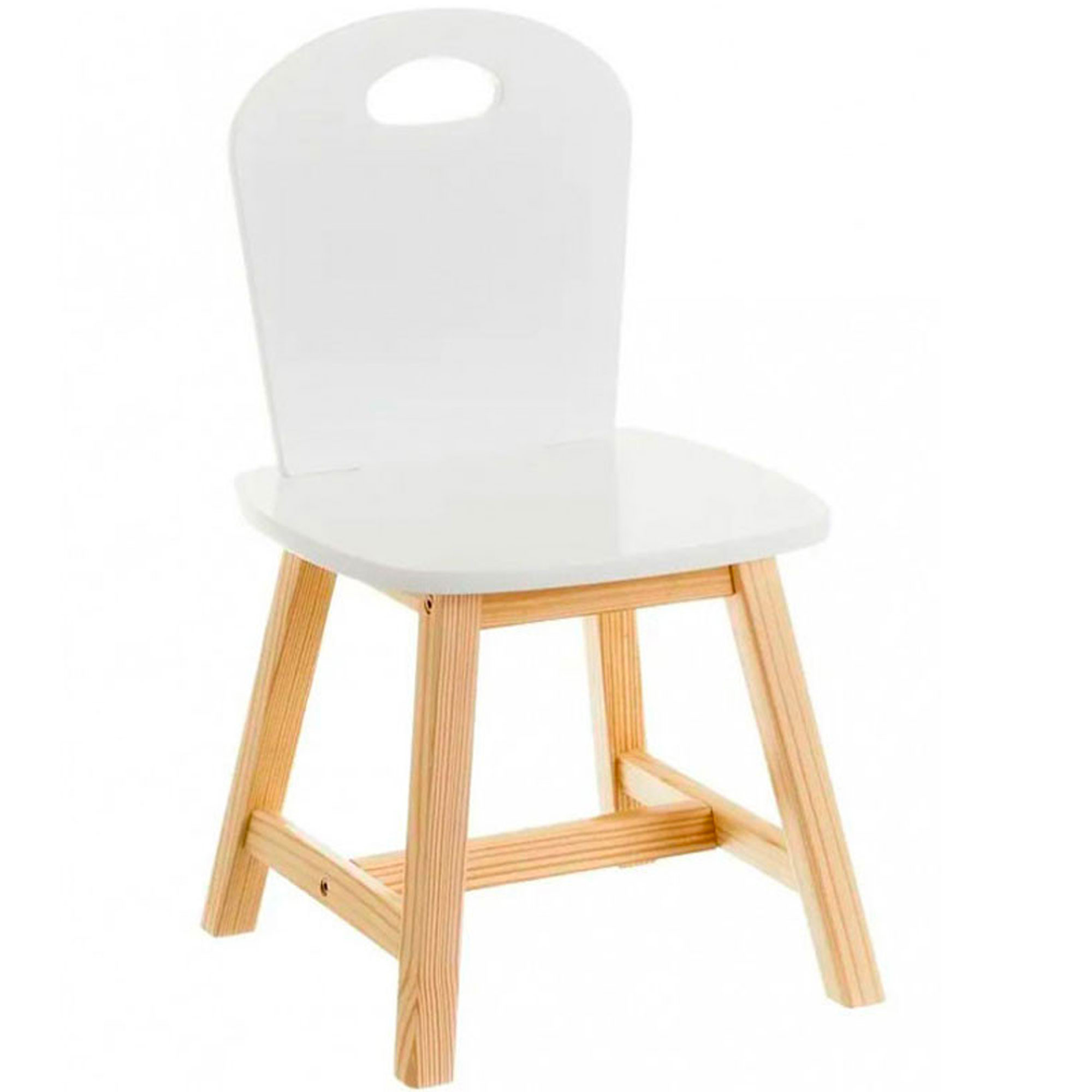 Chaise enfant blanc et bois - 28x28x50cm, WADIGA