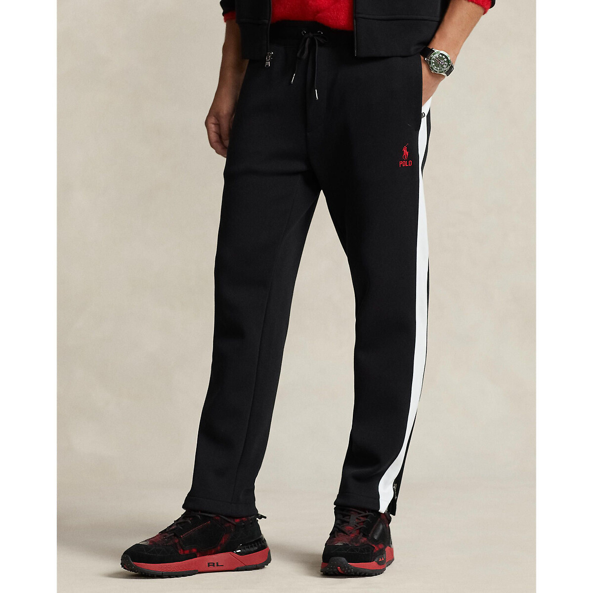 Image of Cotton Mix Joggers with Contrasting Bands