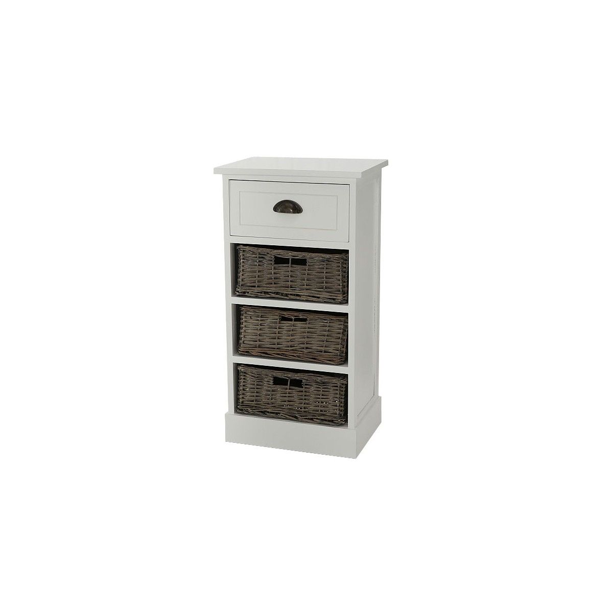 table de chevet bois blanc 4 tiroirs osier