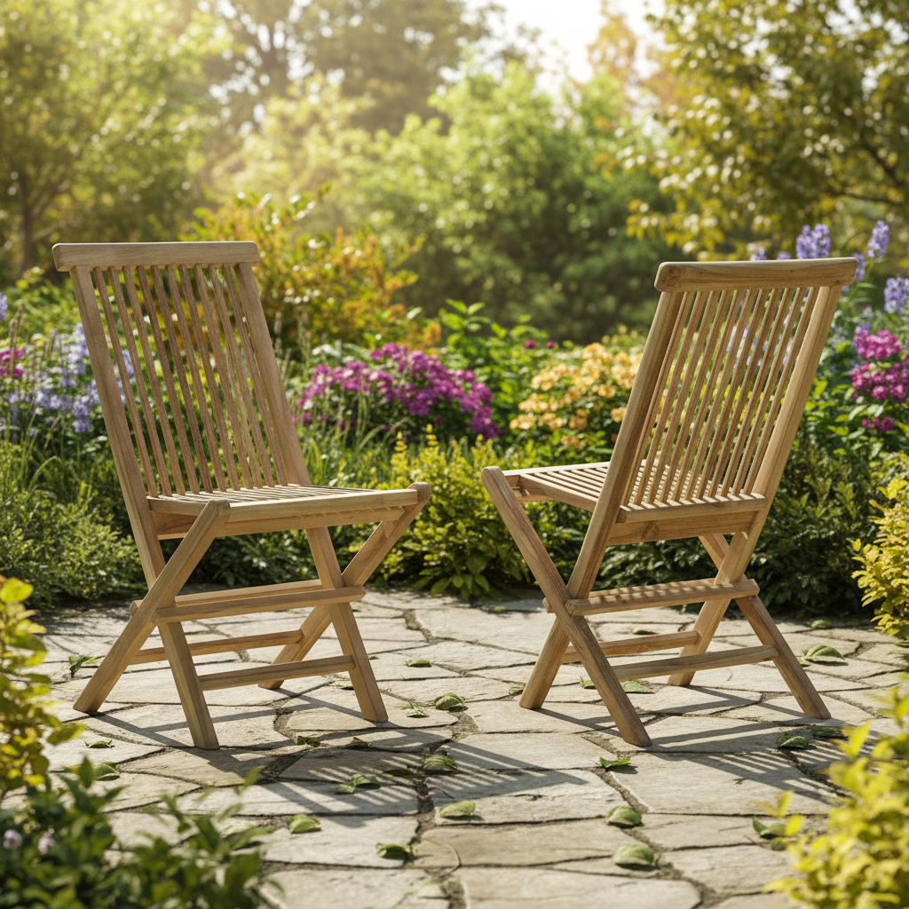 Chaises de jardin pliantes en teck massif (lot de 2) - JAVA, TECK ATTITUDE