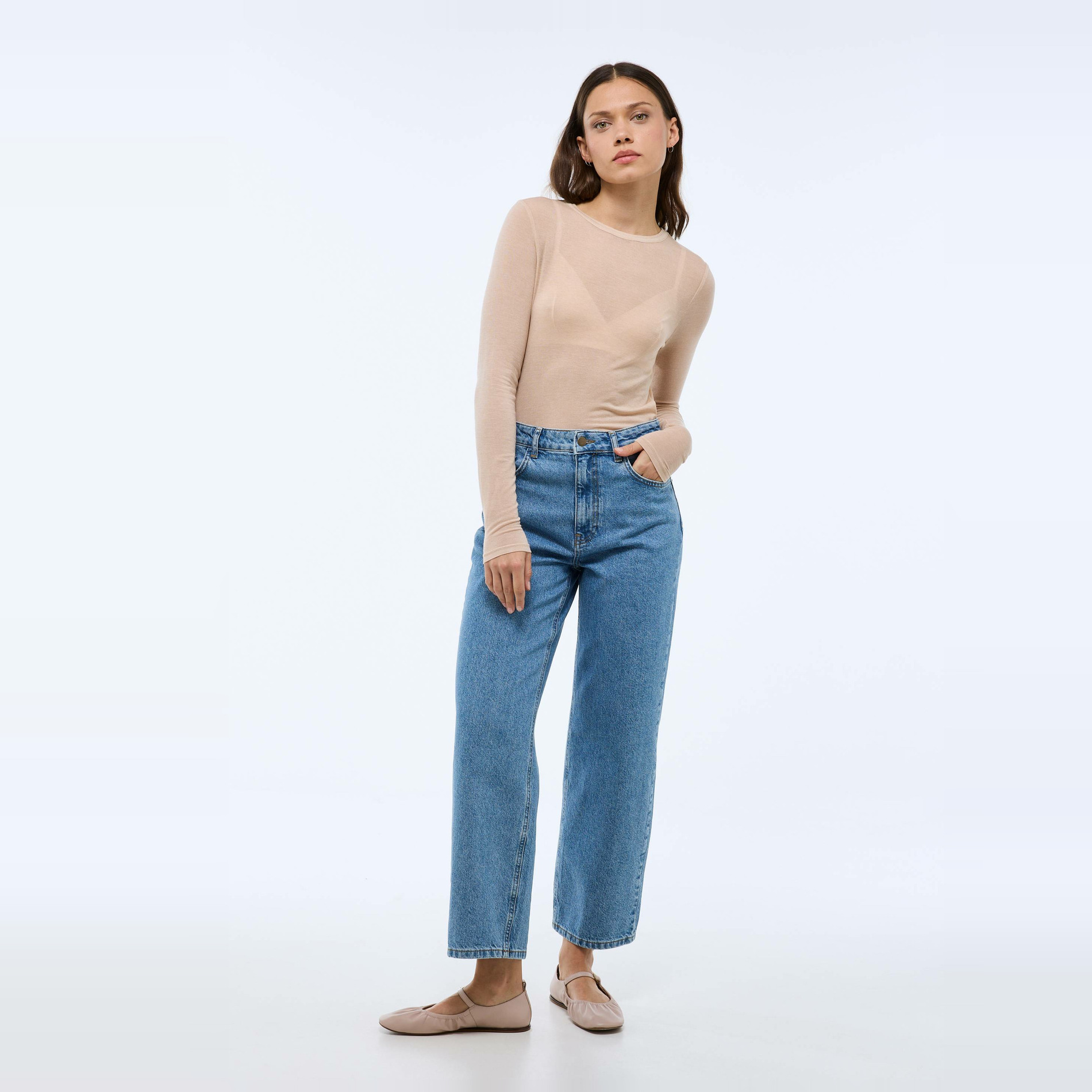 Jean large en coton, MONOPRIX