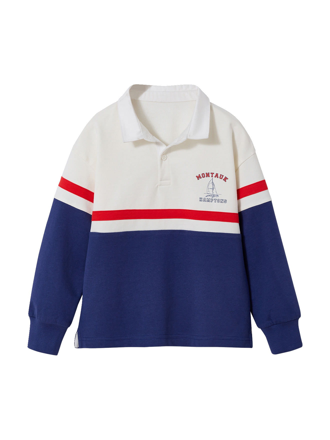 Sweat col polo manches longues, VERTBAUDET