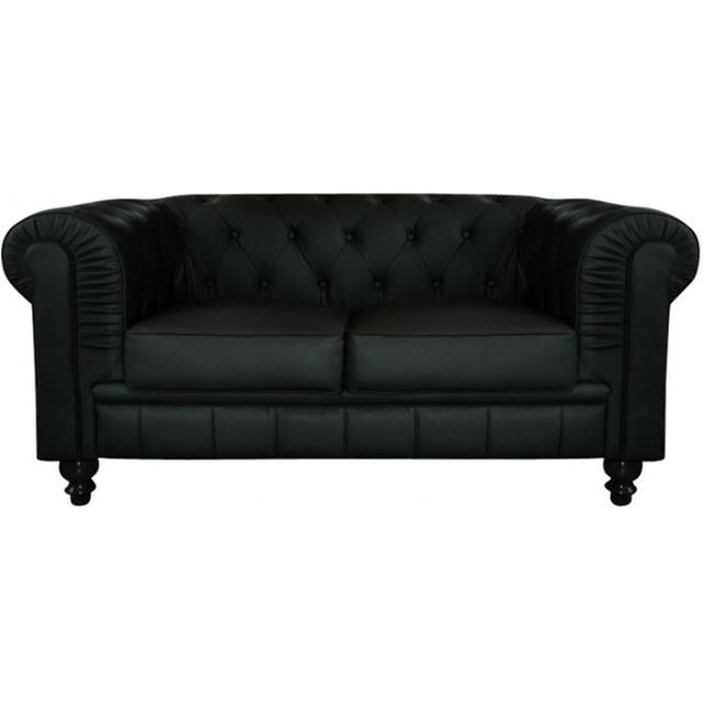 canape chesterfield noir capitonne 2 places playa