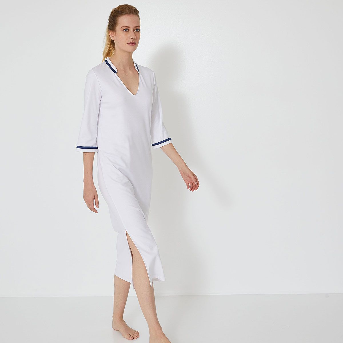 Chemise de nuit longue coton manches 3/4, ava blanc Laurence Tavernier La Redoute Chemise de nuit longue coton manches 3/4, ava blanc Laurence Tavernier La Redoute