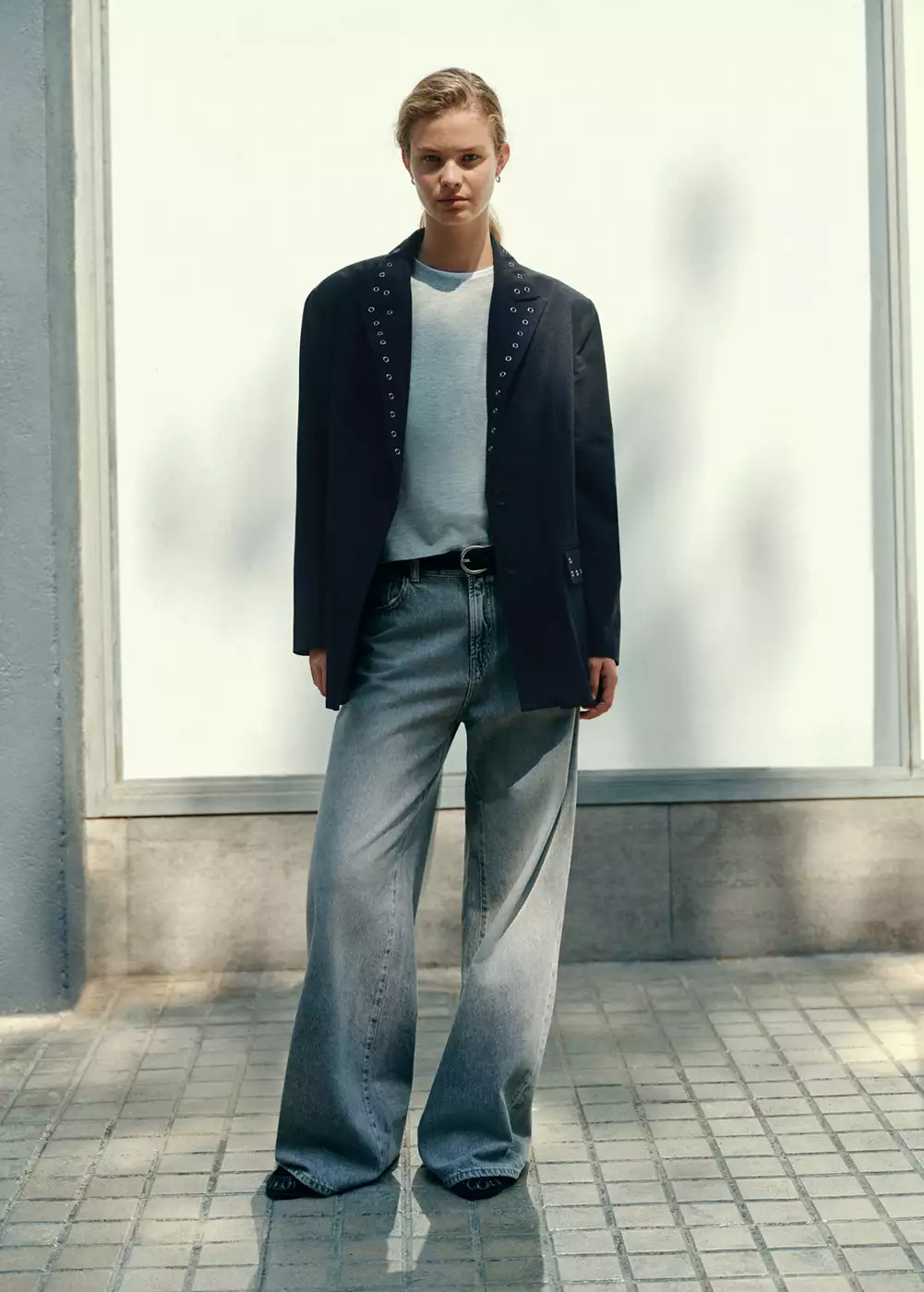 Blazer à revers œillets, MANGO TEEN