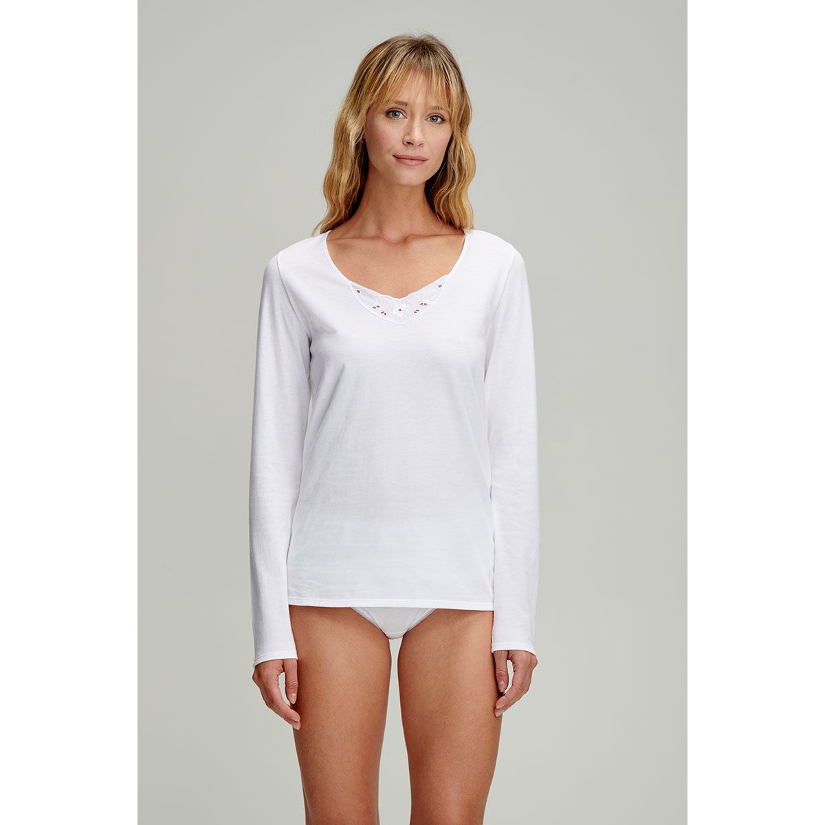 Tee shirt femme dentelle manches 2025 longues