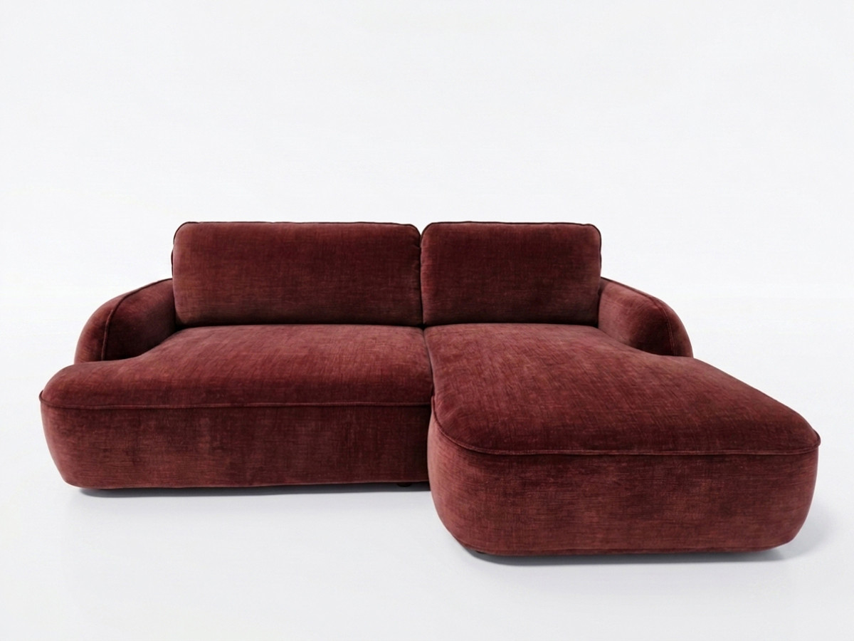 Canapé d'angle convertible 3 places en tissu lisse, CELESTE, BOBOCHIC