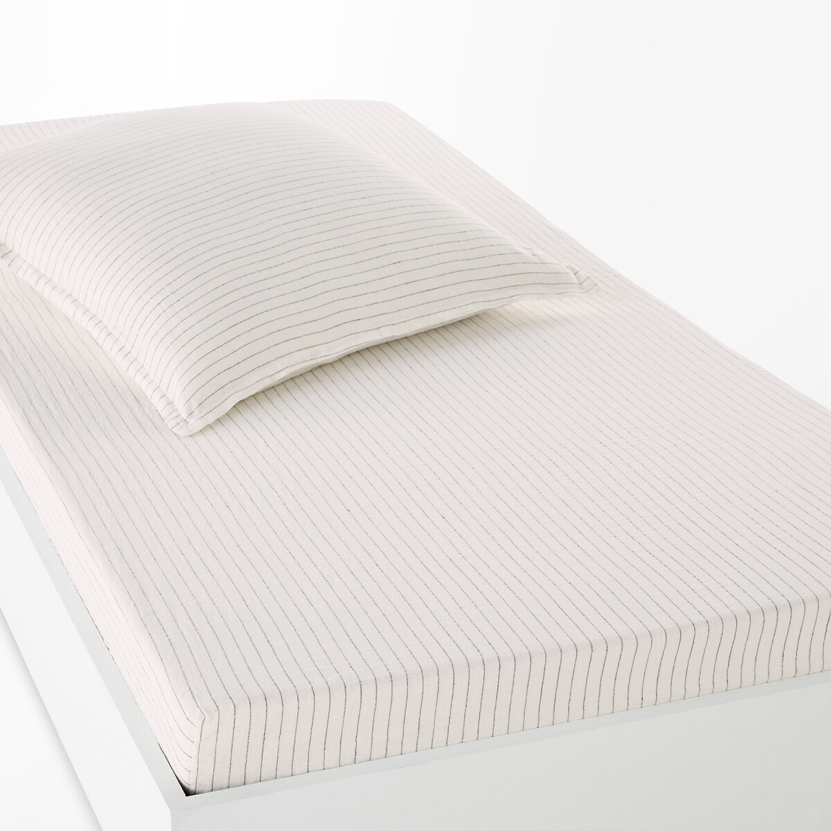 Linot Striped 100% Washed Linen 30cm Flap Fitted Sheet
