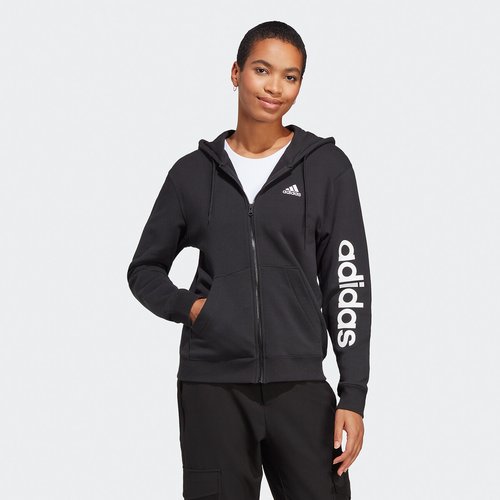 Sweat zippé à capuche, essentials linear noir Adidas Sportswear | La Redoute