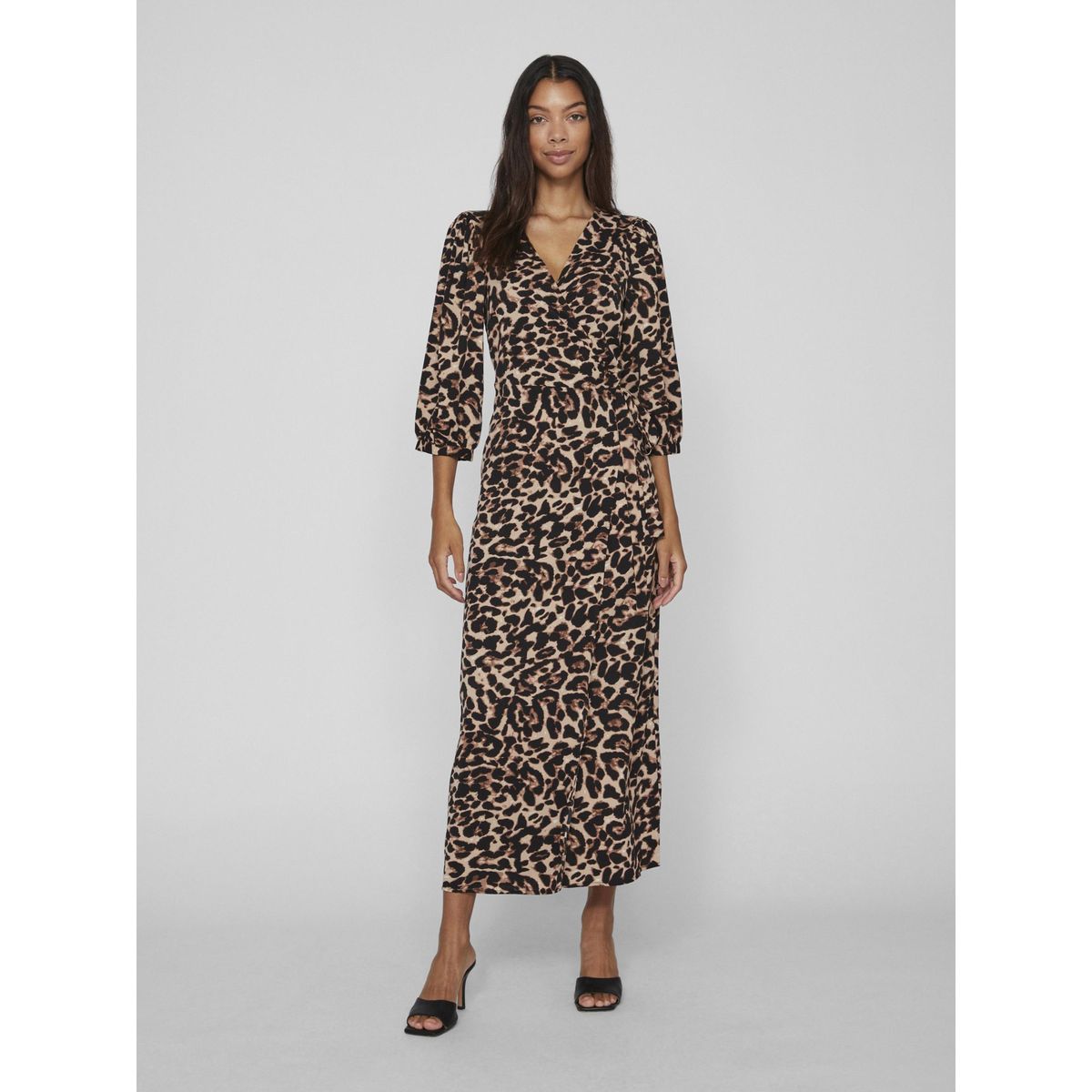 Robe cache c ur mi longue manches 3 4 marron birch Vila La