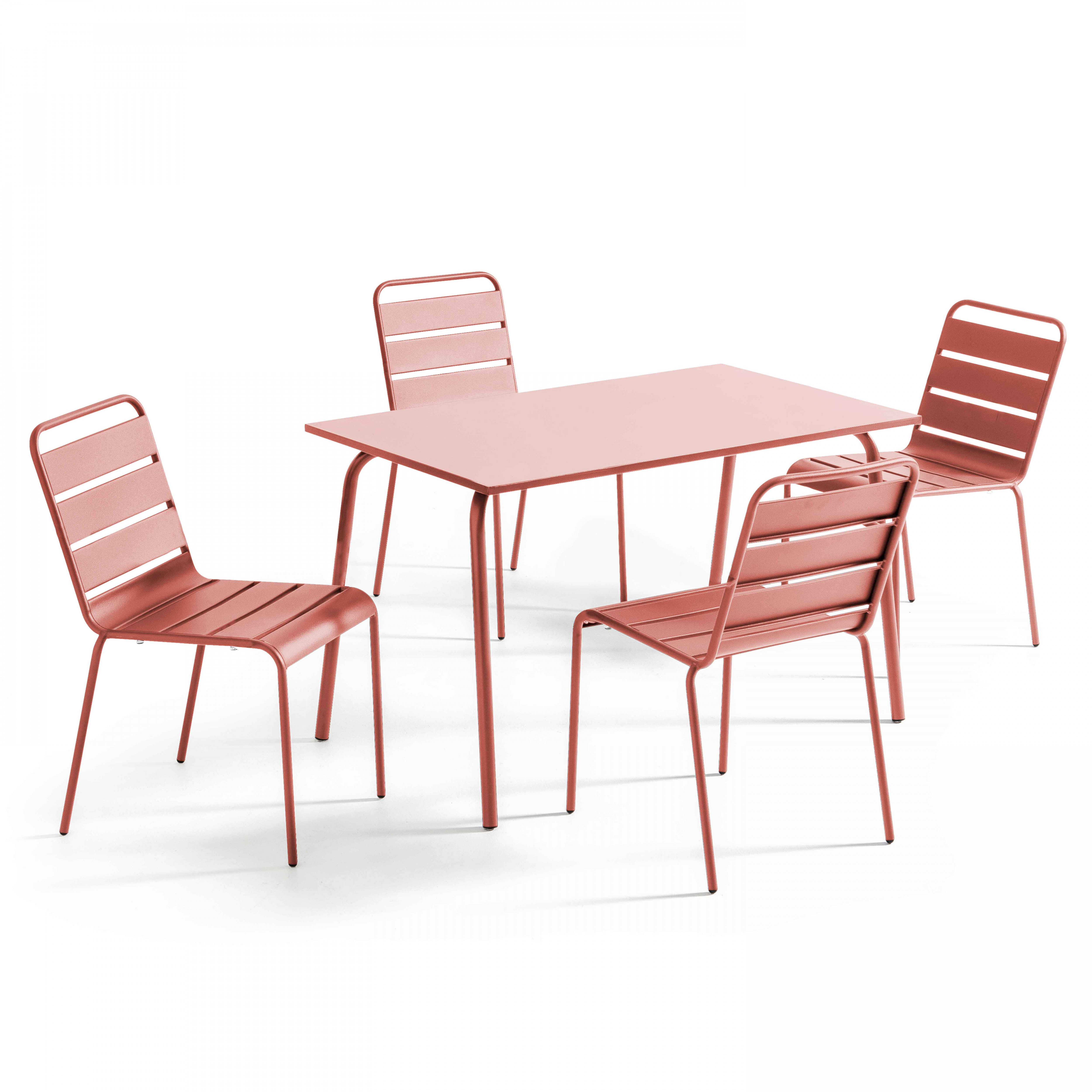 Salon de jardin table et 4 chaises en métal, PALAVAS, OVIALA