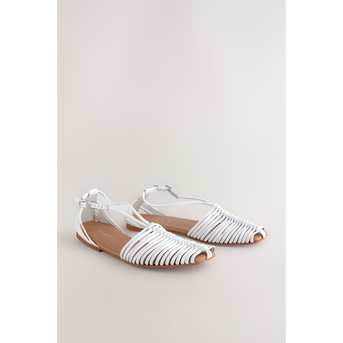 Sandales à brides et bout carré en cuir, NEXT